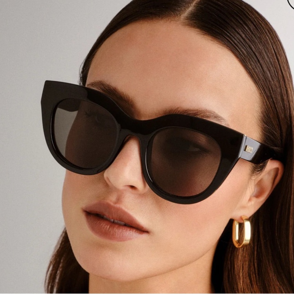 Le Specs Bold Black & Gold Air Heart Sunglasses